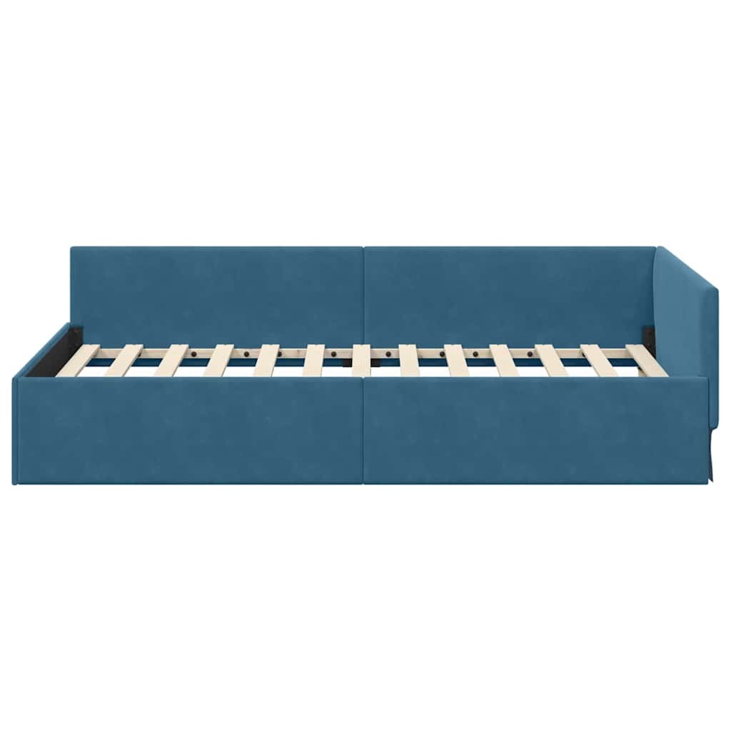 vidaXL Hoek Bed Frame met hoofdeinde Blauw 80 cm x 200 cm Fluweel
