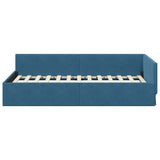 vidaXL Hoek Bed Frame met hoofdeinde Blauw 80 cm x 200 cm Fluweel