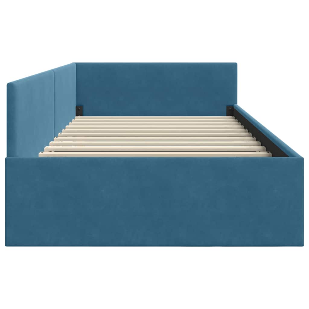 vidaXL Hoek Bed Frame met hoofdeinde Blauw 80 cm x 200 cm Fluweel