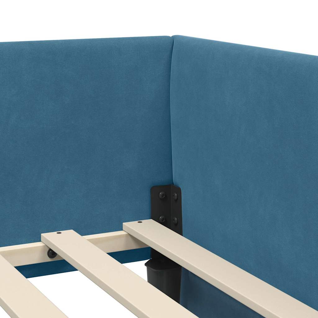 vidaXL Hoek Bed Frame met hoofdeinde Blauw 80 cm x 200 cm Fluweel