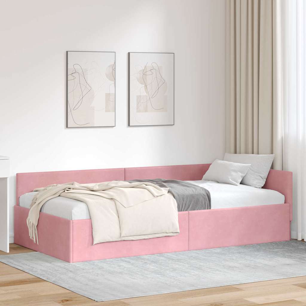 vidaXL Hoek Bed Frame met hoofdeinde Blauw 80 cm x 200 cm Fluweel