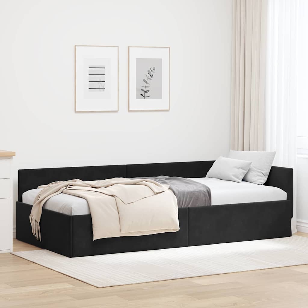vidaXL Hoek Bed Frame met hoofdeinde Blauw 80 cm x 200 cm Fluweel