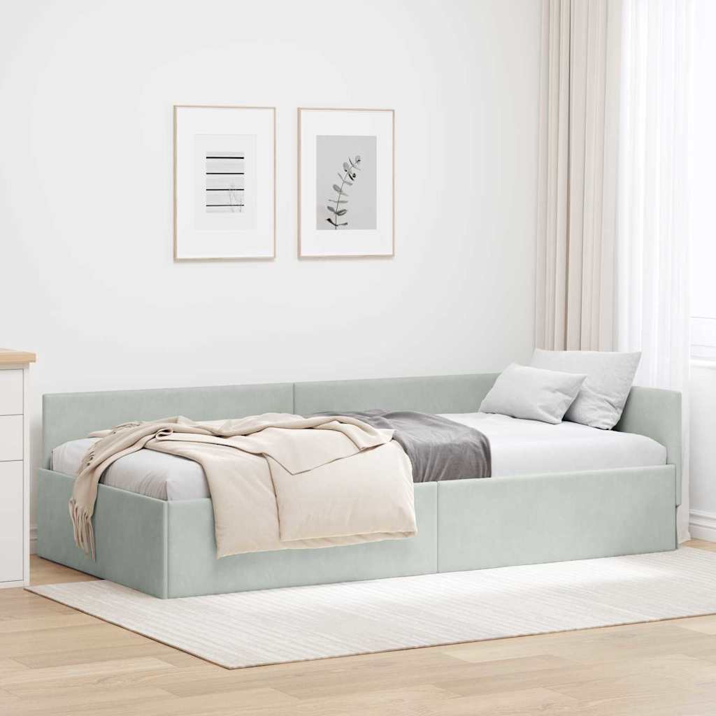 vidaXL Hoek Bed Frame met hoofdeinde Blauw 80 cm x 200 cm Fluweel