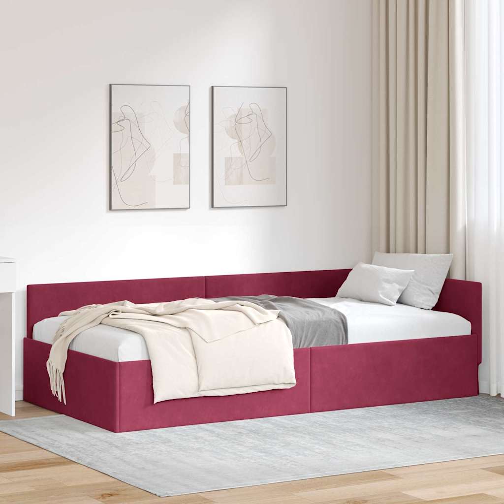 vidaXL Hoek Bed Frame met hoofdeinde Blauw 80 cm x 200 cm Fluweel