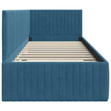 vidaXL Corner Bed Frame with Headboard Blue 80 cm x 200 cm Velvet