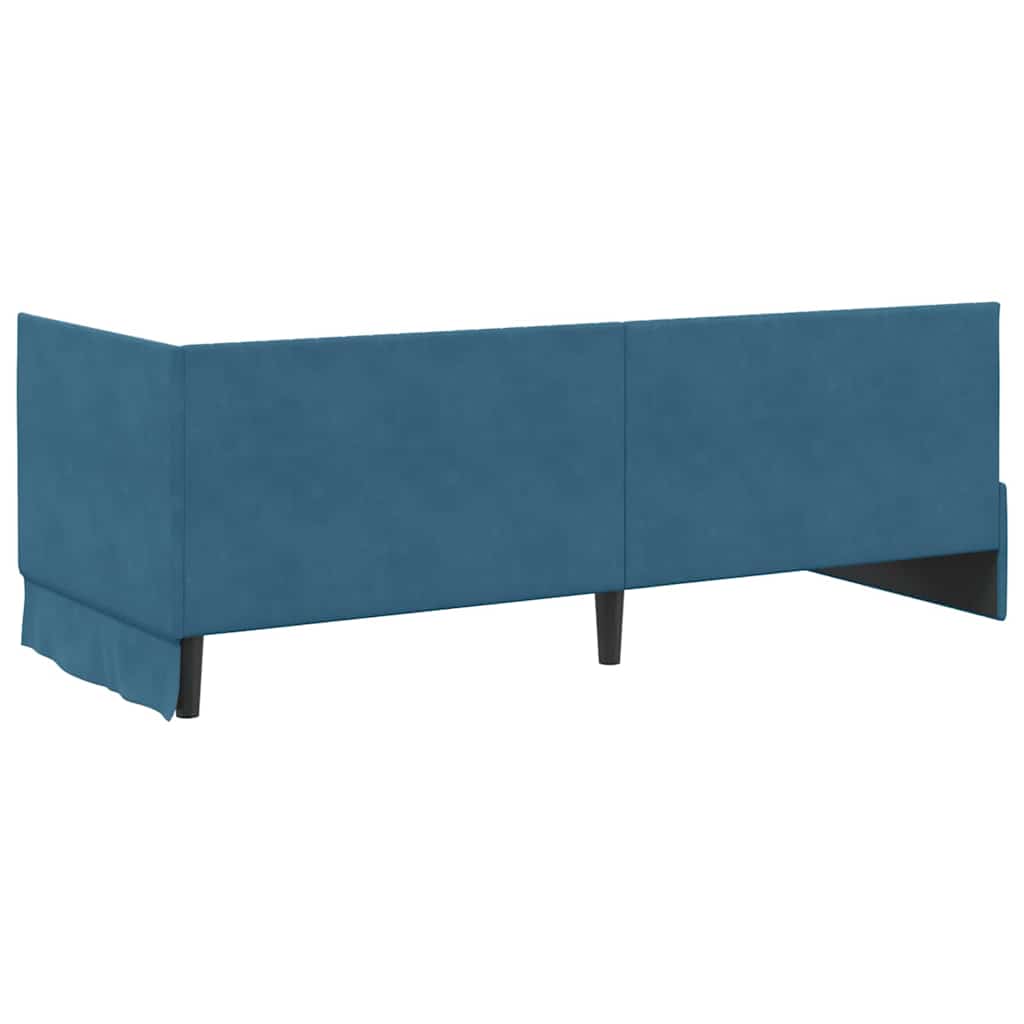 vidaXL Corner Bed Frame with Headboard Blue 80 cm x 200 cm Velvet