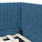 vidaXL Corner Bed Frame with Headboard Blue 80 cm x 200 cm Velvet