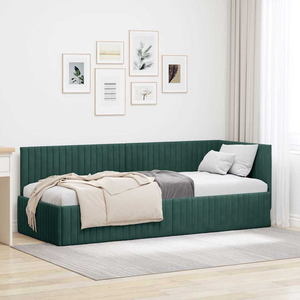 vidaXL Corner Bed Frame with Headboard Blue 80 cm x 200 cm Velvet