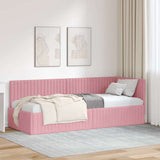vidaXL Corner Bed Frame with Headboard Blue 80 cm x 200 cm Velvet