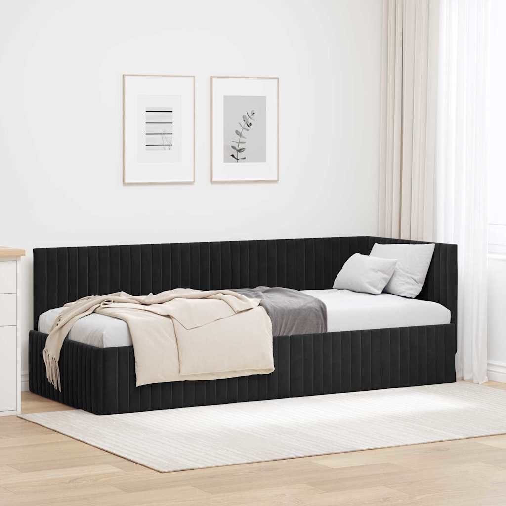 vidaXL Corner Bed Frame with Headboard Blue 80 cm x 200 cm Velvet