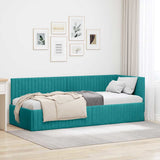 vidaXL Corner Bed Frame with Headboard Blue 80 cm x 200 cm Velvet