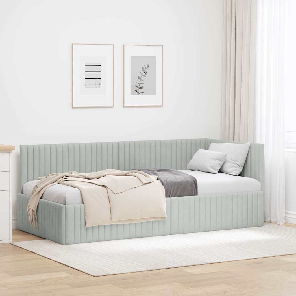 vidaXL Corner Bed Frame with Headboard Blue 80 cm x 200 cm Velvet