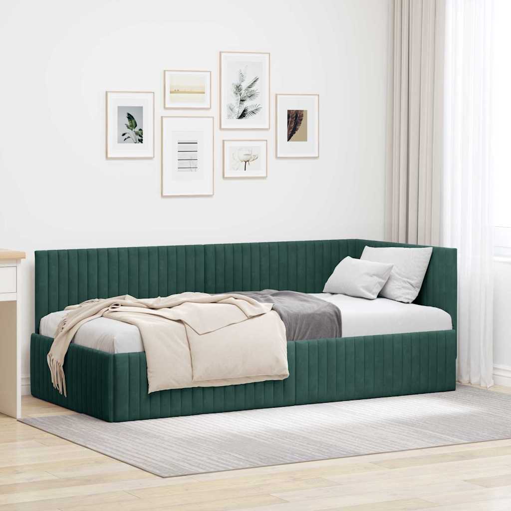 vidaXL Corner Bed Frame with Headboard Blue 80 cm x 200 cm Velvet