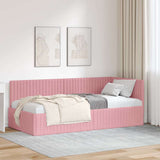 vidaXL Corner Bed Frame with Headboard Blue 80 cm x 200 cm Velvet