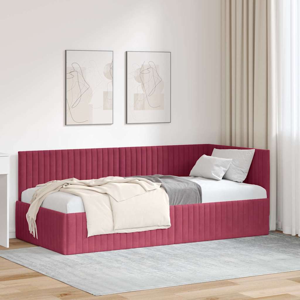 vidaXL Corner Bed Frame with Headboard Blue 80 cm x 200 cm Velvet