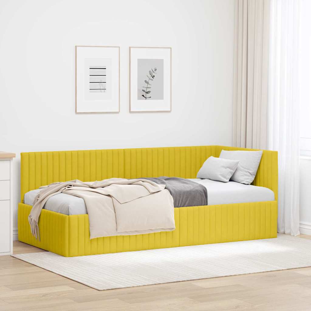 vidaXL Corner Bed Frame with Headboard Blue 80 cm x 200 cm Velvet