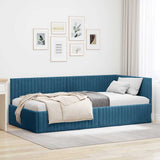 vidaXL Corner Bed Frame with Headboard Blue 80 cm x 200 cm Velvet