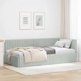vidaXL Corner Bed Frame with Headboard Blue 80 cm x 200 cm Velvet