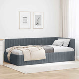 vidaXL Corner Bed Frame with Headboard Blue 80 cm x 200 cm Velvet