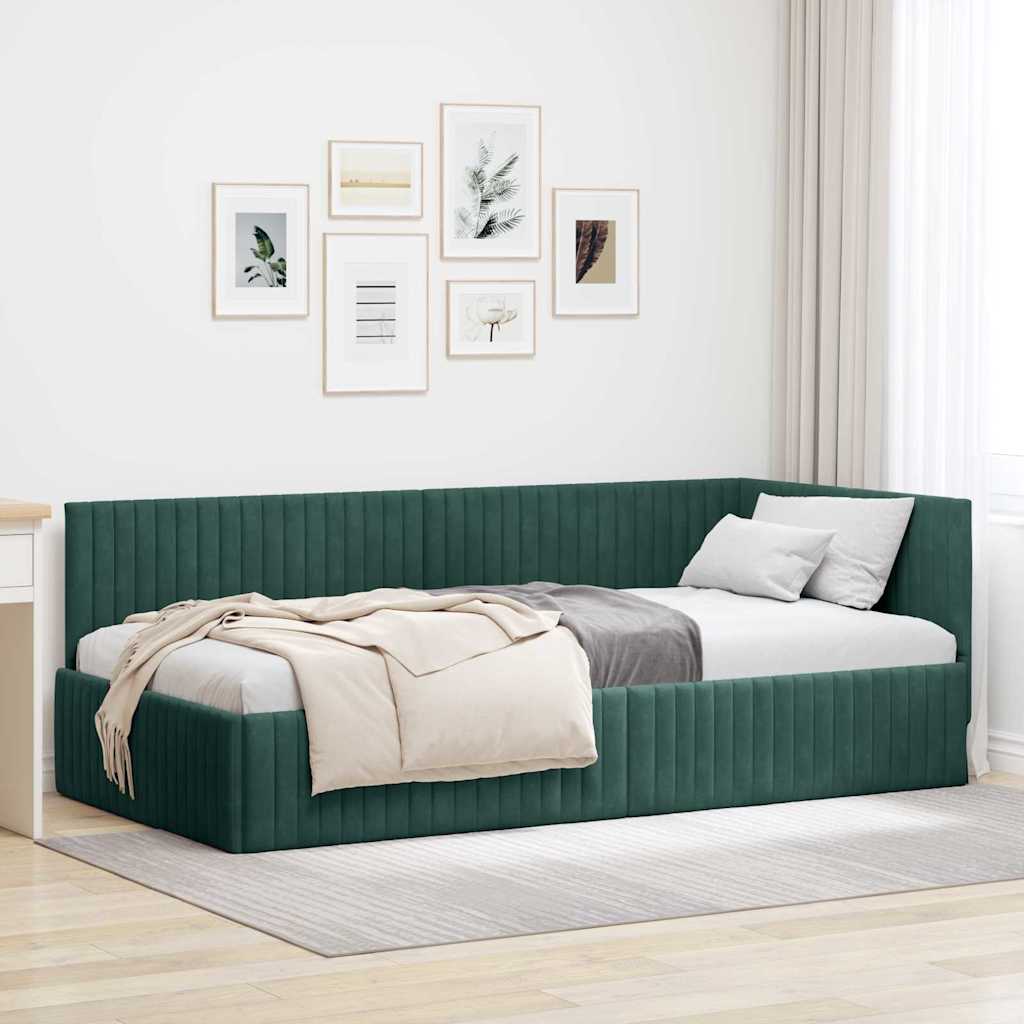 vidaXL Corner Bed Frame with Headboard Blue 80 cm x 200 cm Velvet