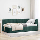 vidaXL Corner Bed Frame with Headboard Blue 80 cm x 200 cm Velvet