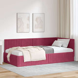 vidaXL Corner Bed Frame with Headboard Blue 80 cm x 200 cm Velvet