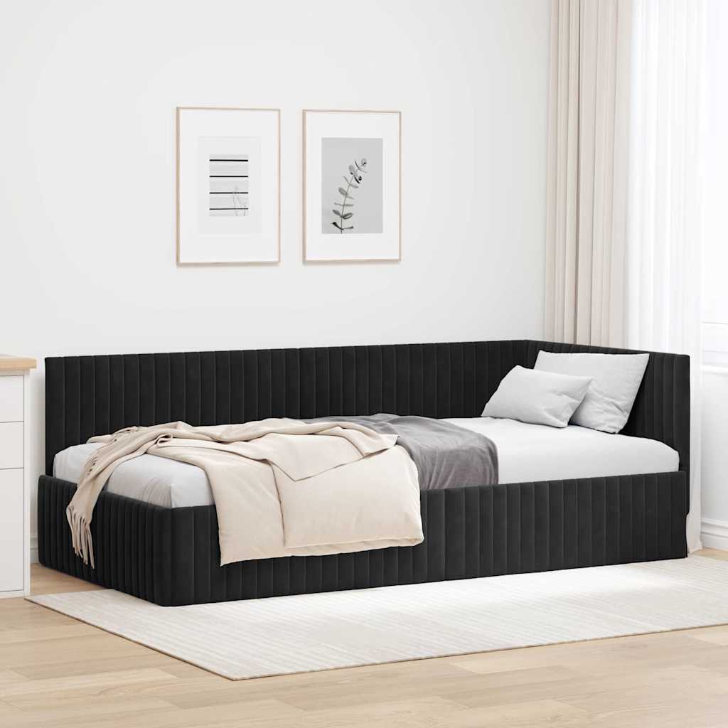 vidaXL Corner Bed Frame with Headboard Blue 80 cm x 200 cm Velvet