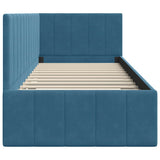 vidaXL Corner Bed Frame with Headboard Blue 80 cm x 200 cm Velvet