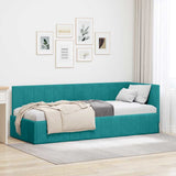 vidaXL Corner Bed Frame with Headboard Blue 80 cm x 200 cm Velvet