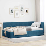 vidaXL Corner Bed Frame with Headboard Blue 80 cm x 200 cm Velvet