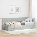 vidaXL Corner Bed Frame with Headboard Blue 80 cm x 200 cm Velvet