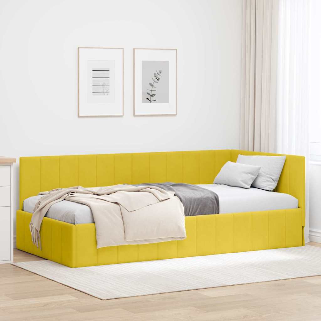 vidaXL Corner Bed Frame with Headboard Blue 80 cm x 200 cm Velvet