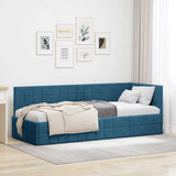 vidaXL Hoek Bed Frame met hoofdeinde Blauw 80 cm x 200 cm Fluweel