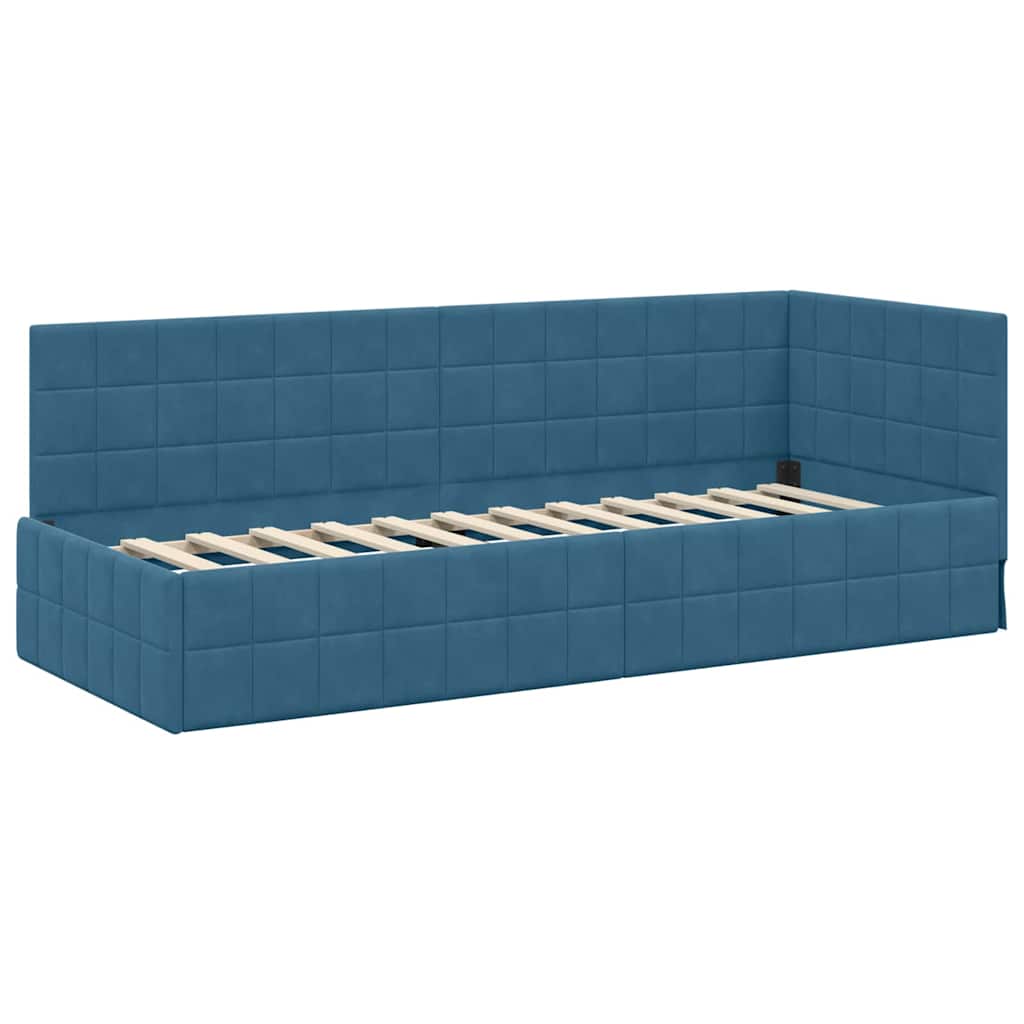 vidaXL Hoek Bed Frame met hoofdeinde Blauw 80 cm x 200 cm Fluweel