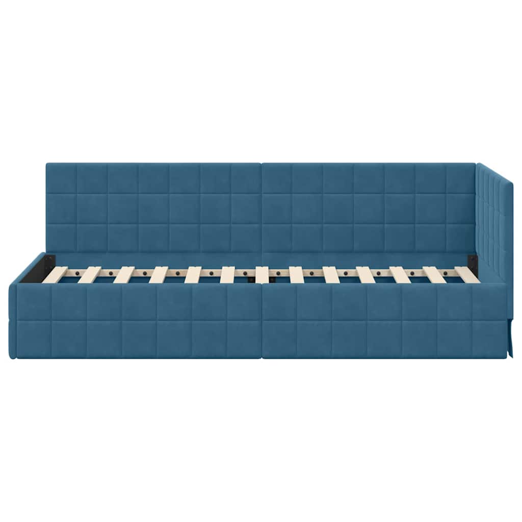 vidaXL Hoek Bed Frame met hoofdeinde Blauw 80 cm x 200 cm Fluweel