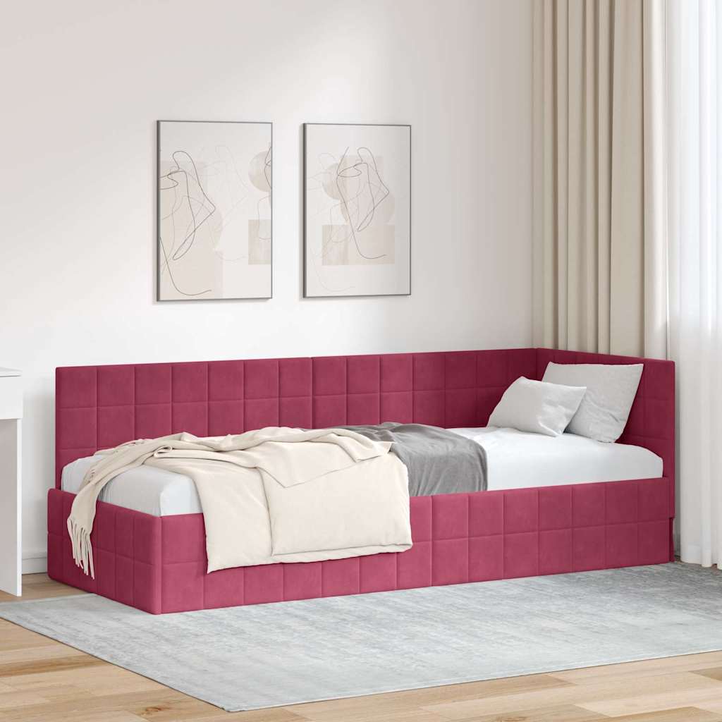 vidaXL Hoek Bed Frame met hoofdeinde Blauw 80 cm x 200 cm Fluweel