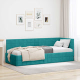 vidaXL Hoek Bed Frame met hoofdeinde Blauw 80 cm x 200 cm Fluweel