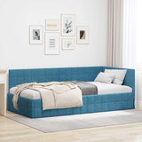 vidaXL Hoek Bed Frame met hoofdeinde Blauw 80 cm x 200 cm Fluweel