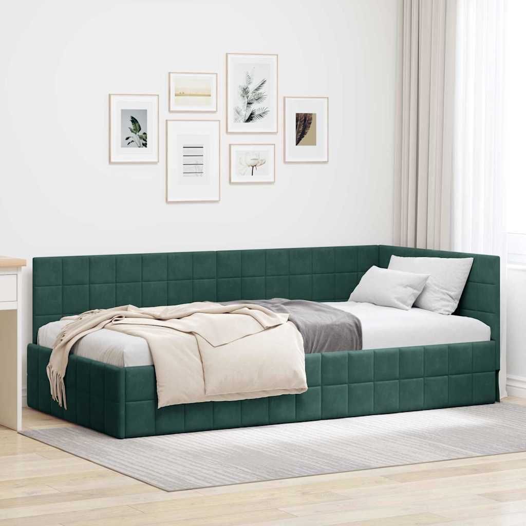vidaXL Hoek Bed Frame met hoofdeinde Blauw 80 cm x 200 cm Fluweel