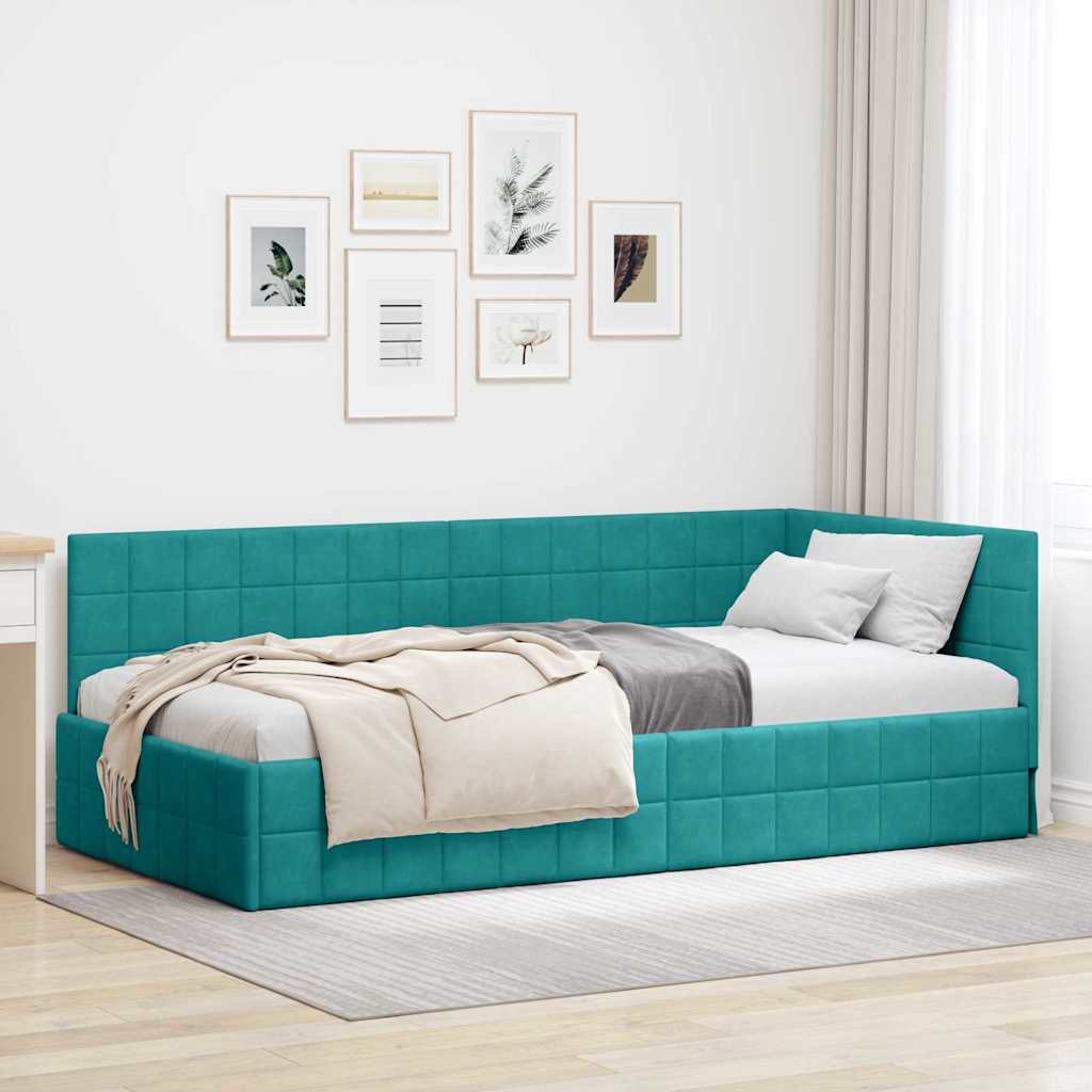vidaXL Hoek Bed Frame met hoofdeinde Blauw 80 cm x 200 cm Fluweel