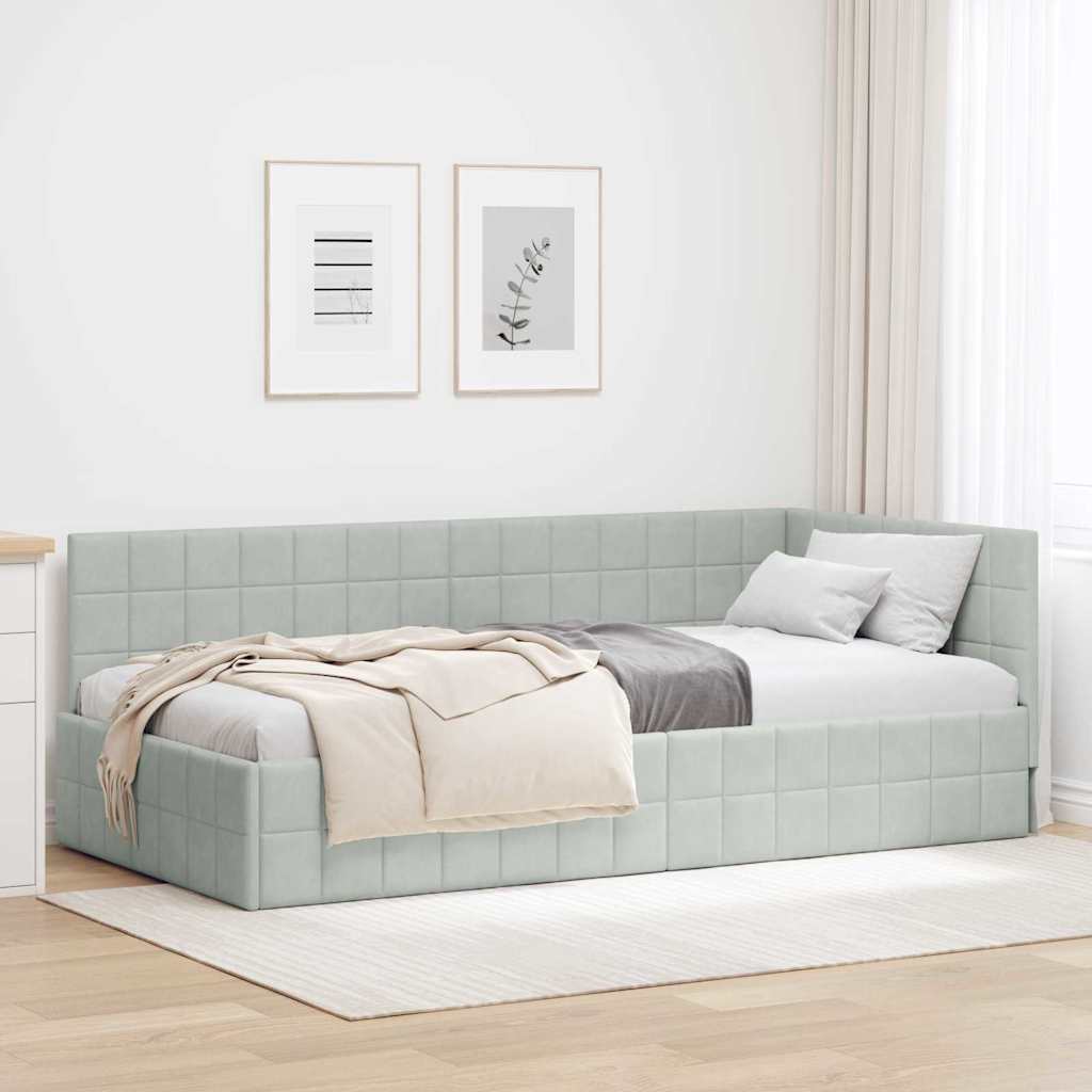 vidaXL Hoek Bed Frame met hoofdeinde Blauw 80 cm x 200 cm Fluweel