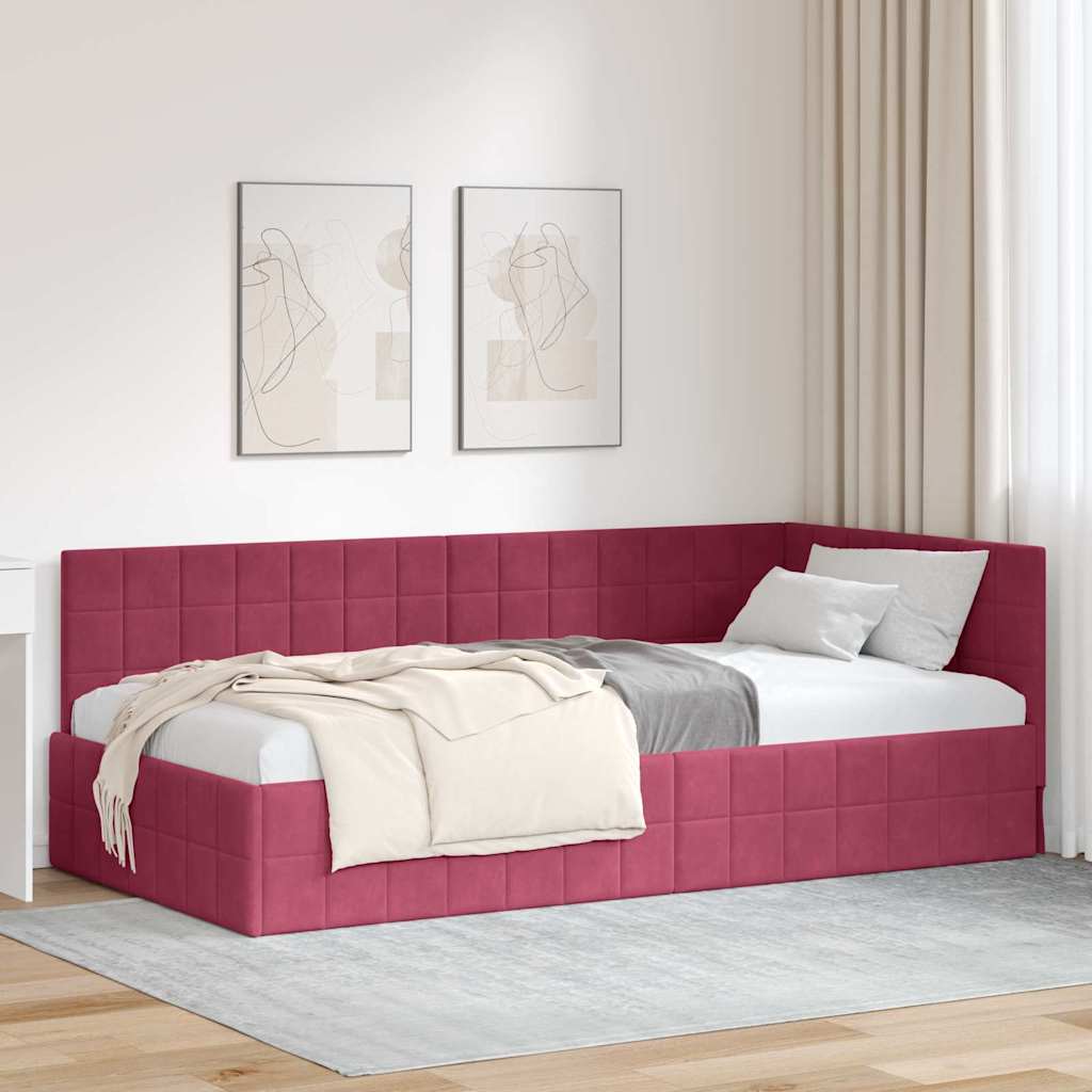 vidaXL Hoek Bed Frame met hoofdeinde Blauw 80 cm x 200 cm Fluweel