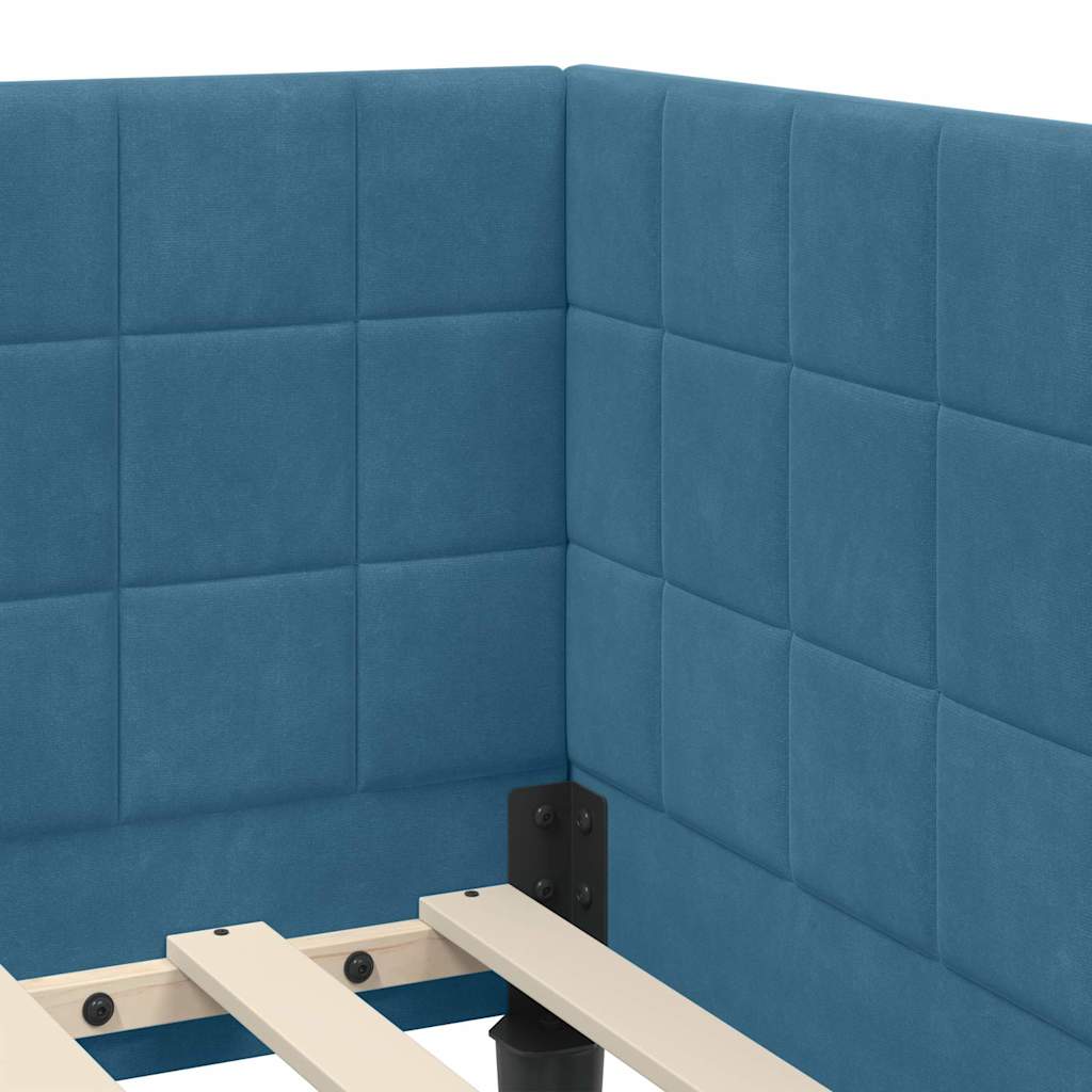 vidaXL Corner Bed Frame with Headboard Blue 80 cm x 200 cm Velvet