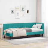 vidaXL Corner Bed Frame with Headboard Blue 80 cm x 200 cm Velvet