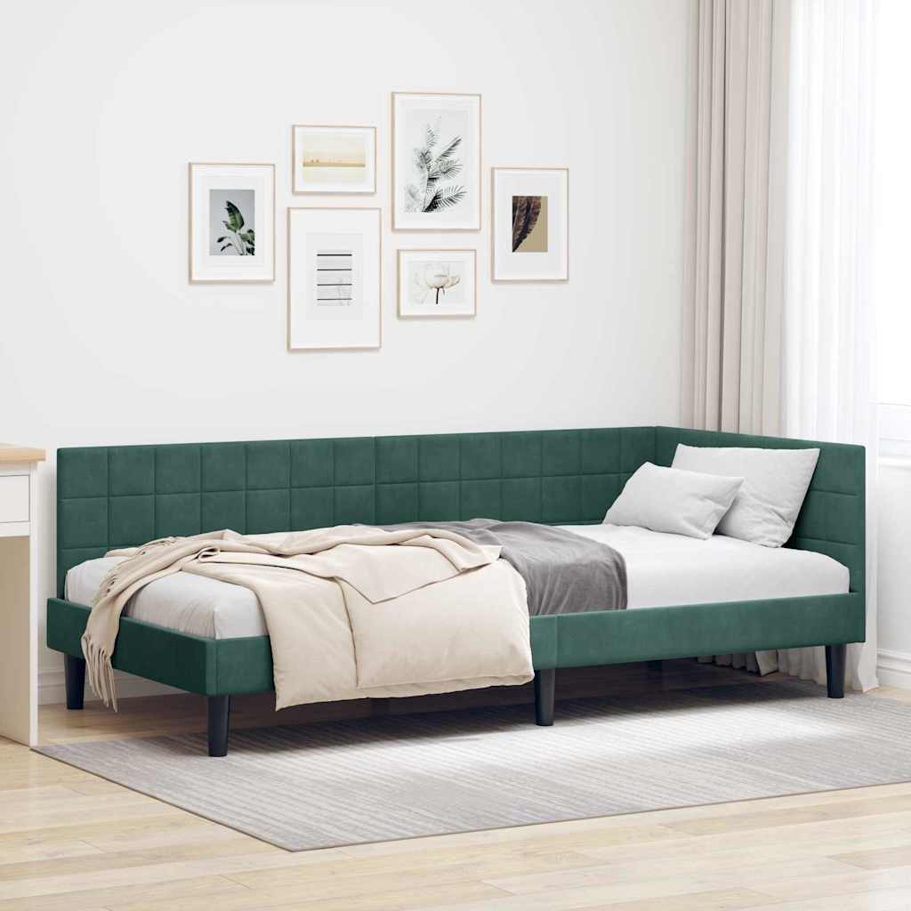 vidaXL Corner Bed Frame with Headboard Blue 80 cm x 200 cm Velvet