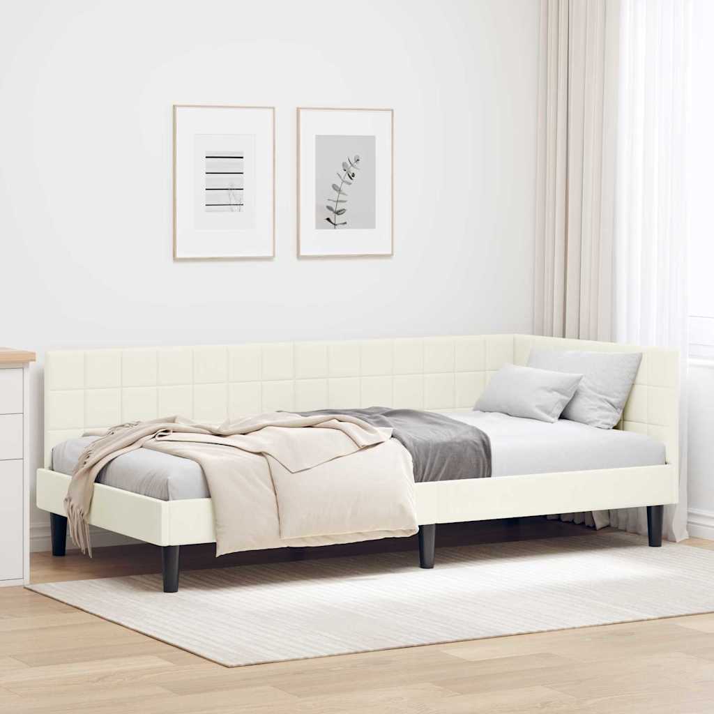 vidaXL Corner Bed Frame with Headboard Blue 80 cm x 200 cm Velvet