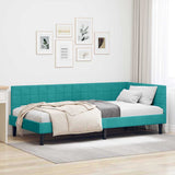 vidaXL Corner Bed Frame with Headboard Blue 80 cm x 200 cm Velvet