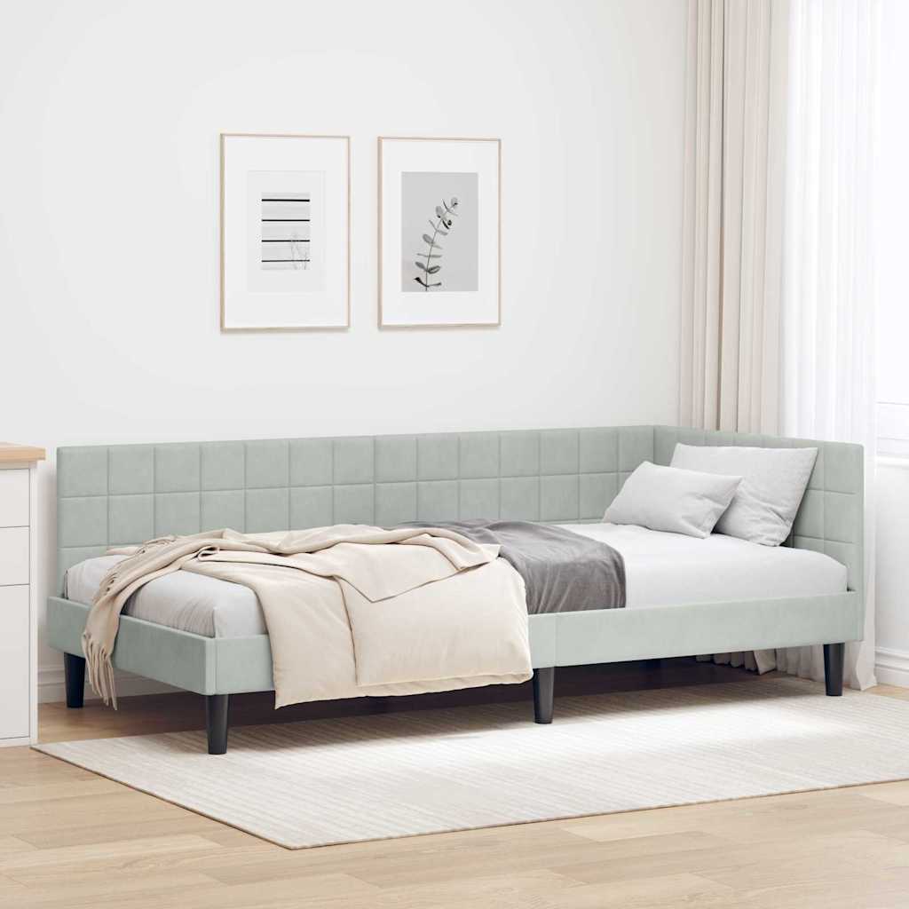 vidaXL Corner Bed Frame with Headboard Blue 80 cm x 200 cm Velvet
