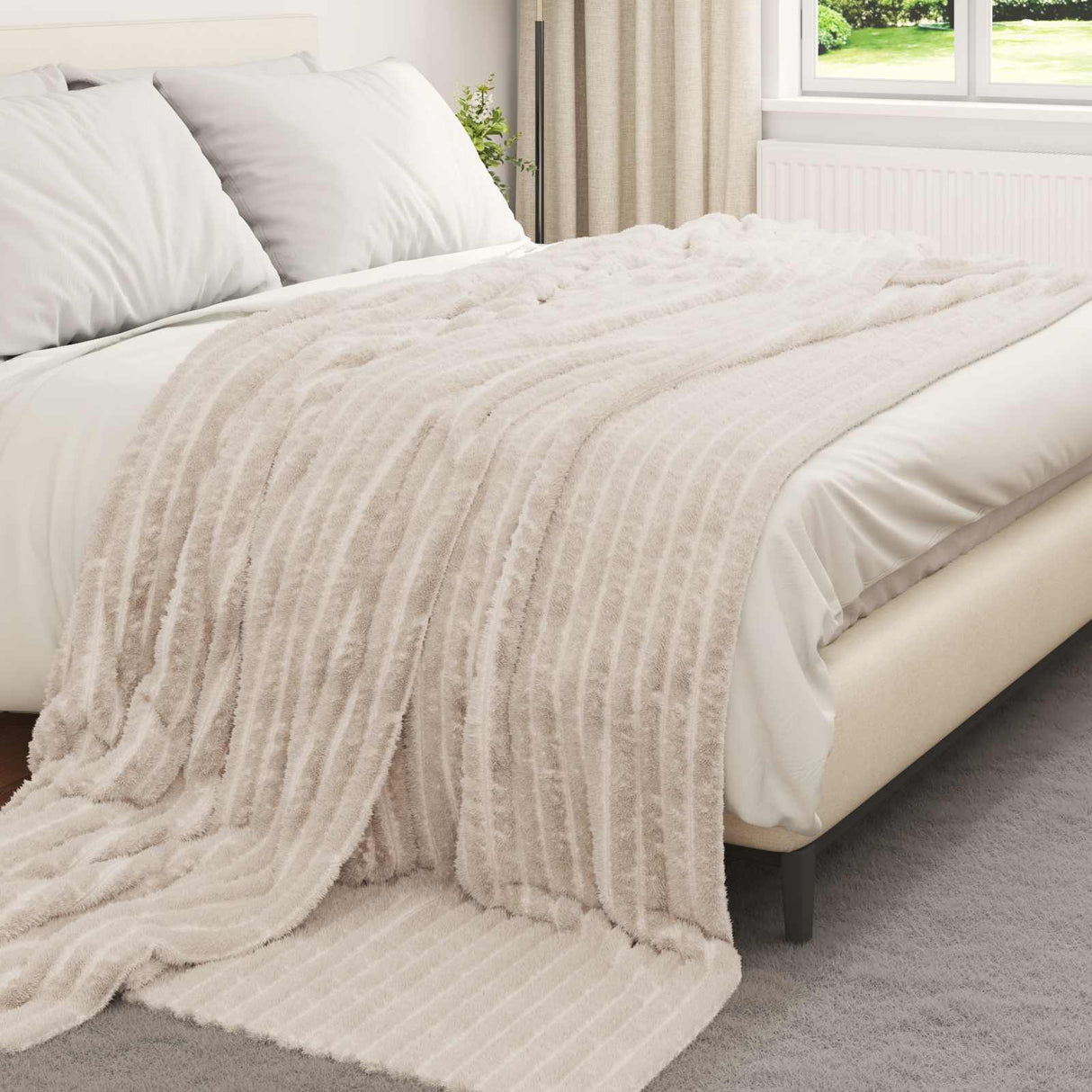 vidaXL Dekentje Beige 150 x 130 cm 0.45 kg Fleece
