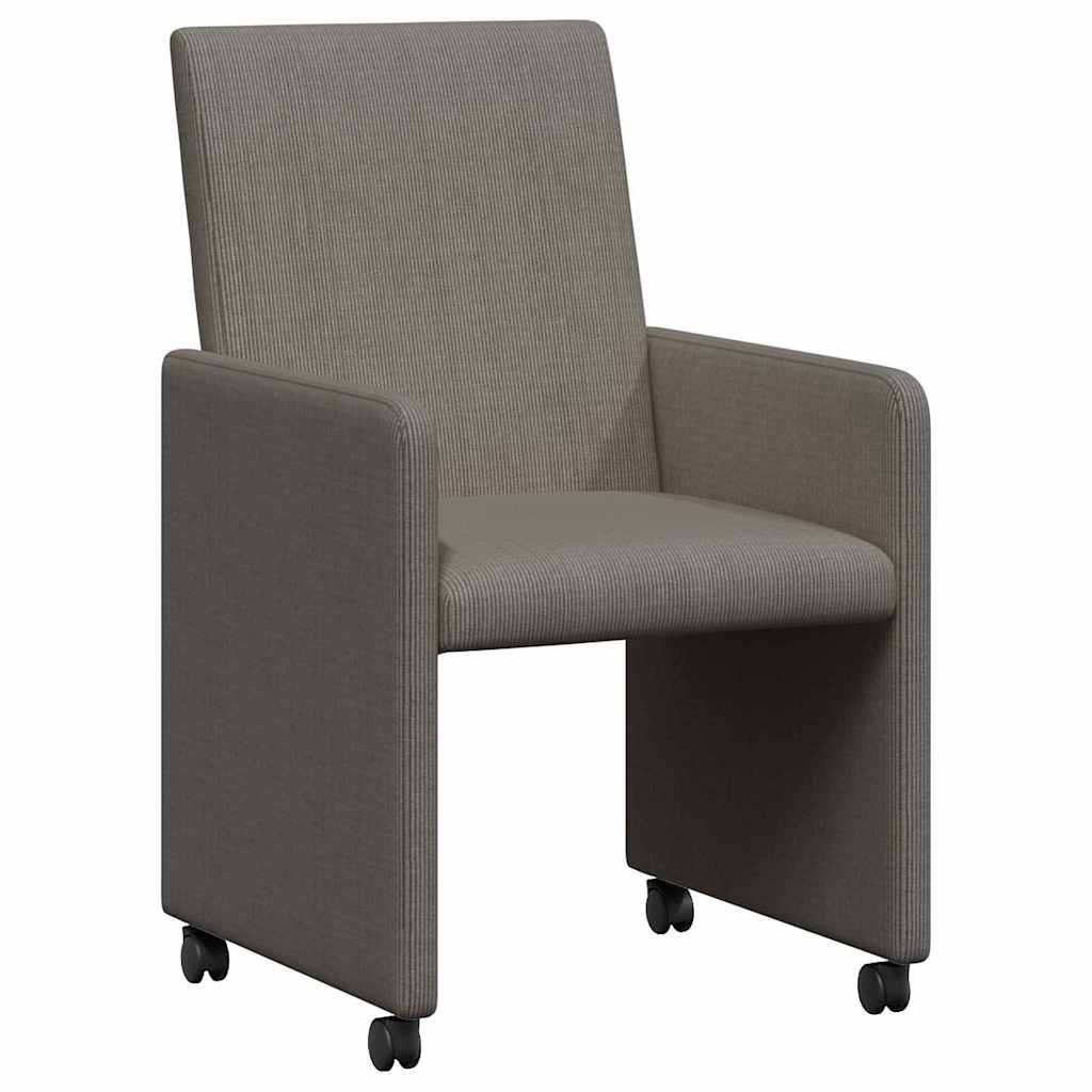 vidaXL Eetkamerstoelen met wielen 2 pcs Lichtgrijs 57 x 66 x 94 cm